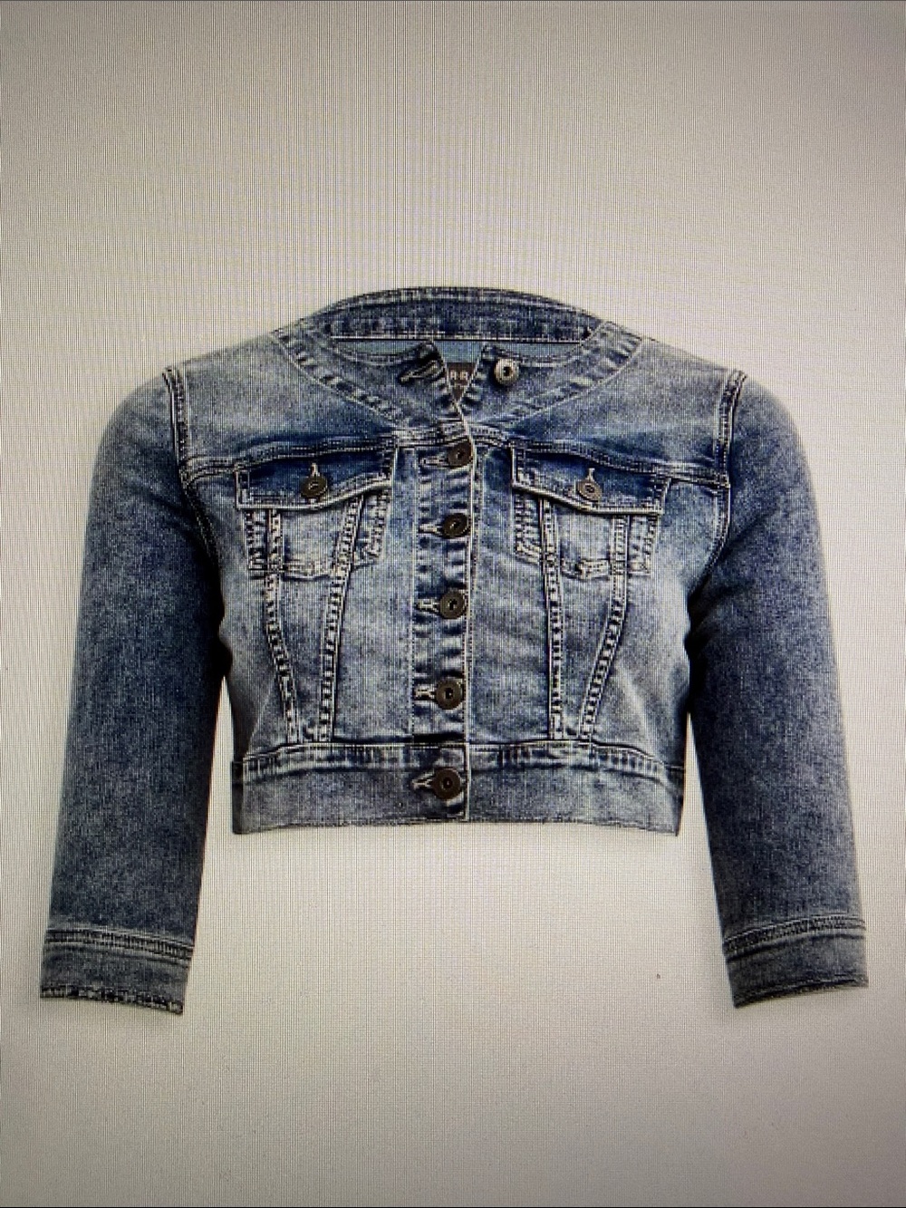torrid Light Washed Stretch Denim Cropped Jacket 3/4 Sleeves 1X 14-16 Fall Ready - Picture 15 of 16